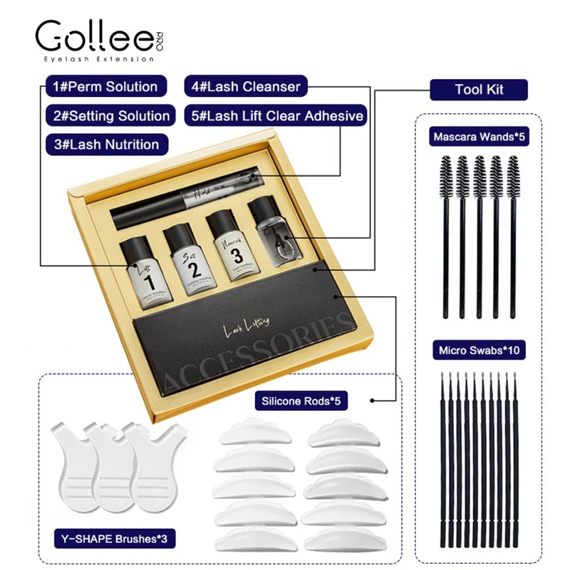 Gollee New Original Eyelash Lifting Perm Retention 4-6 Weeks Lash Lift Set For Lash Curler Eyelash Perm Kit Treatment Makeup Set