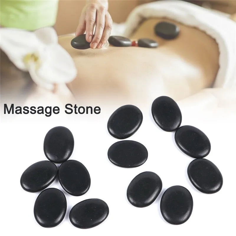 Hot Stone Massage Set Heater Relieve Stress SPA Solan Health Care Lava Basalt round massage tool Stones