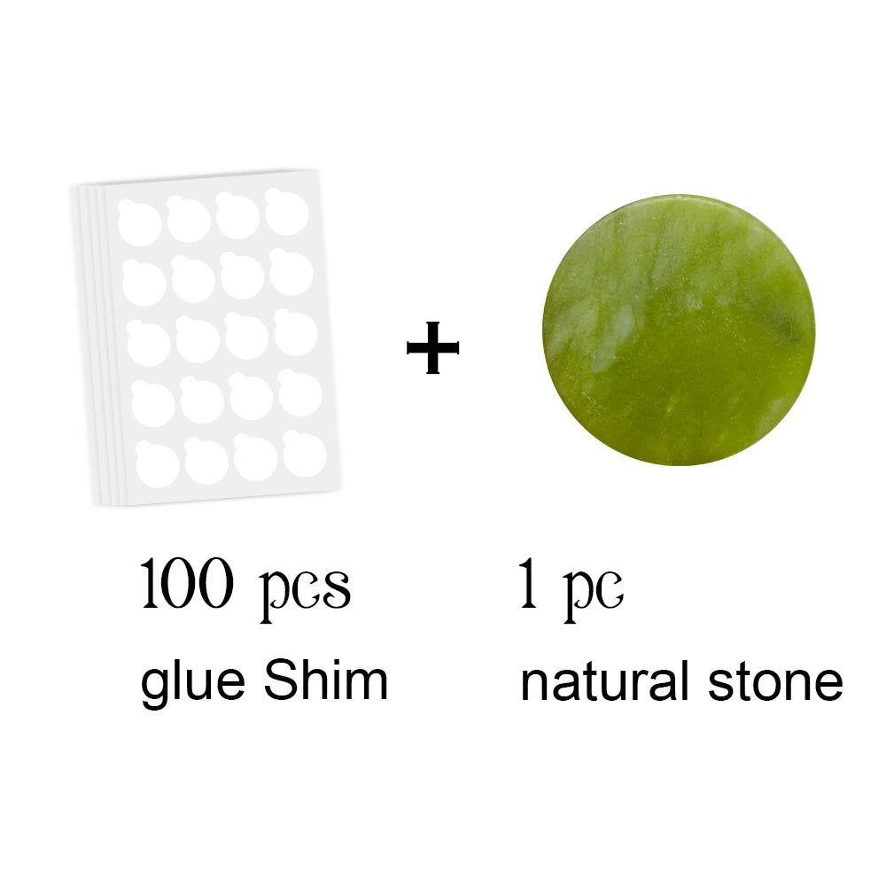 NATUHANA Round Jade Stone False Lash Glue Adhesive Pallet Pad Holder 100 pcs Waterproof Shim Paper for Eyelashes Extensions Tool