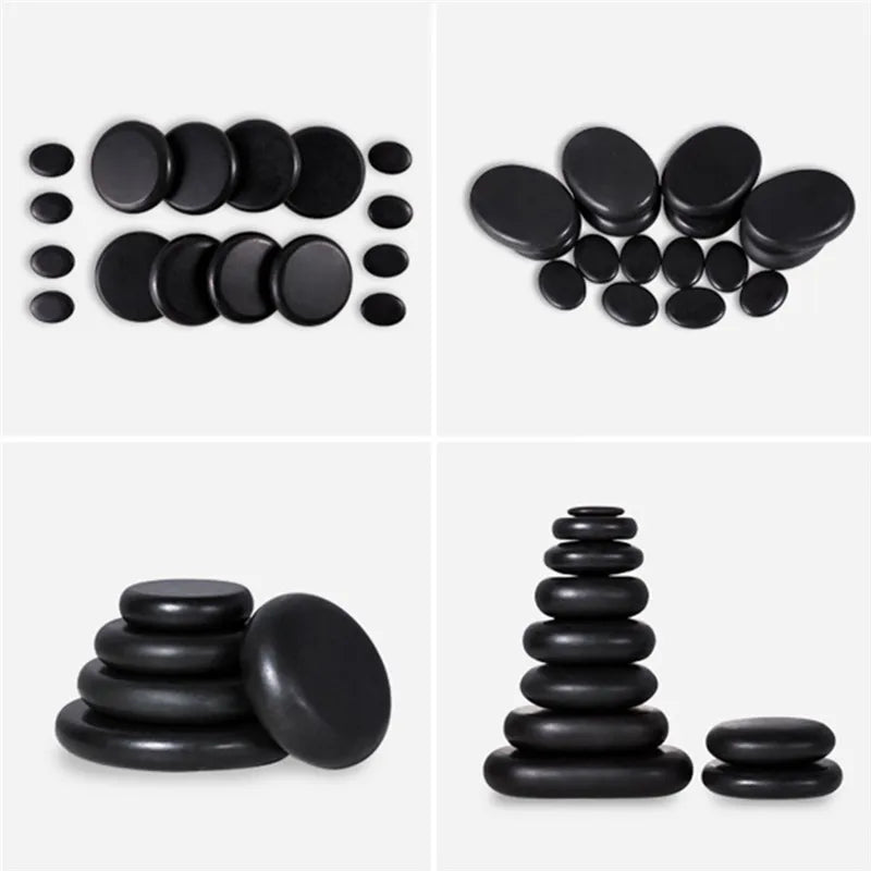 Hot Stone Massage Set Heater Relieve Stress SPA Solan Health Care Lava Basalt round massage tool Stones