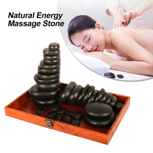 Hot Stone Massage Set Heater Relieve Stress SPA Solan Health Care Lava Basalt round massage tool Stones