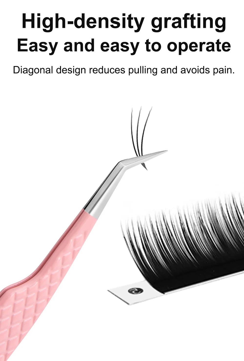Fiber Tip Tweezers for Eyelash Extension Pink Stainless Steel High Precision Lash Tweezers for Volume Fans Makeup Tools