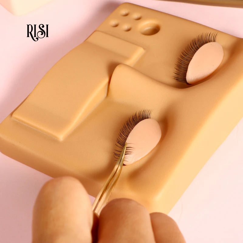 RISI Reusable Lash Mannequin Lash Training Tools Eyelash Extension Accessories Silicone 2 Layer Lash Extension Mannequin Head