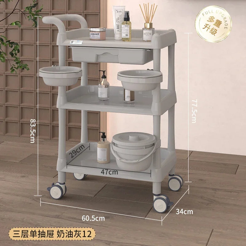 Pink Storage Hairdressing Trolley Aesthetic Multifunction Auxiliary Cart For Beauty Salon Carrello Attrezzi Spa Furniture MQ50TC