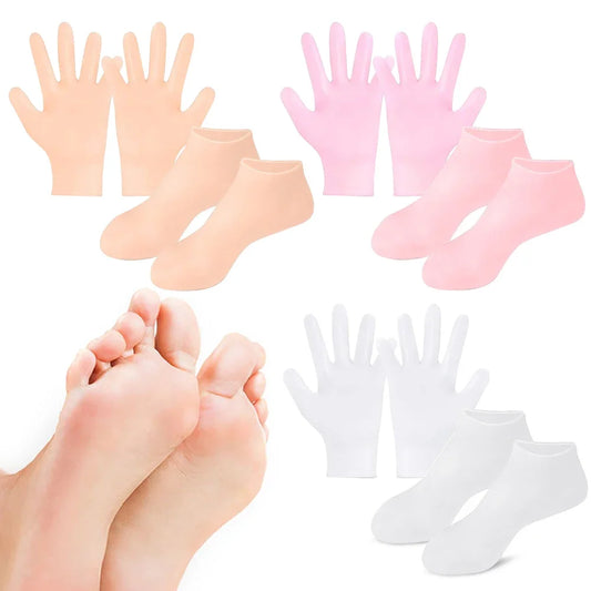 Silicone Anti Crack Foot Mask Prevents Dryness Foot & Hand Spa Mask Pedicure Socks & Moisturizing Gloves for Feet/Hand Care