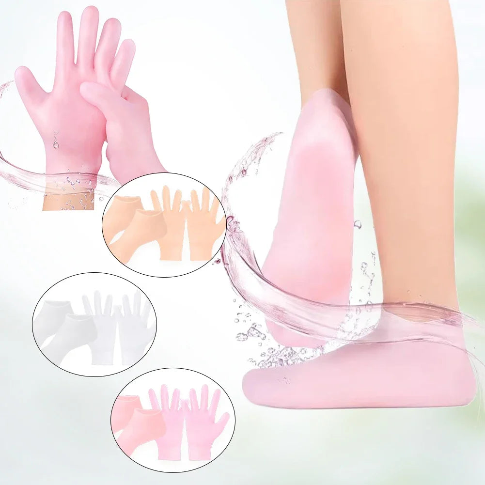 Silicone Anti Crack Foot Mask Prevents Dryness Foot & Hand Spa Mask Pedicure Socks & Moisturizing Gloves for Feet/Hand Care