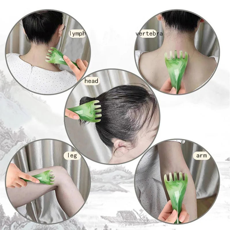 Head Massager Scalp Gua Sha for Body Neck Leg Massage Five-claw Head Scraping Stick Massage Scraping Claw Massage Visage