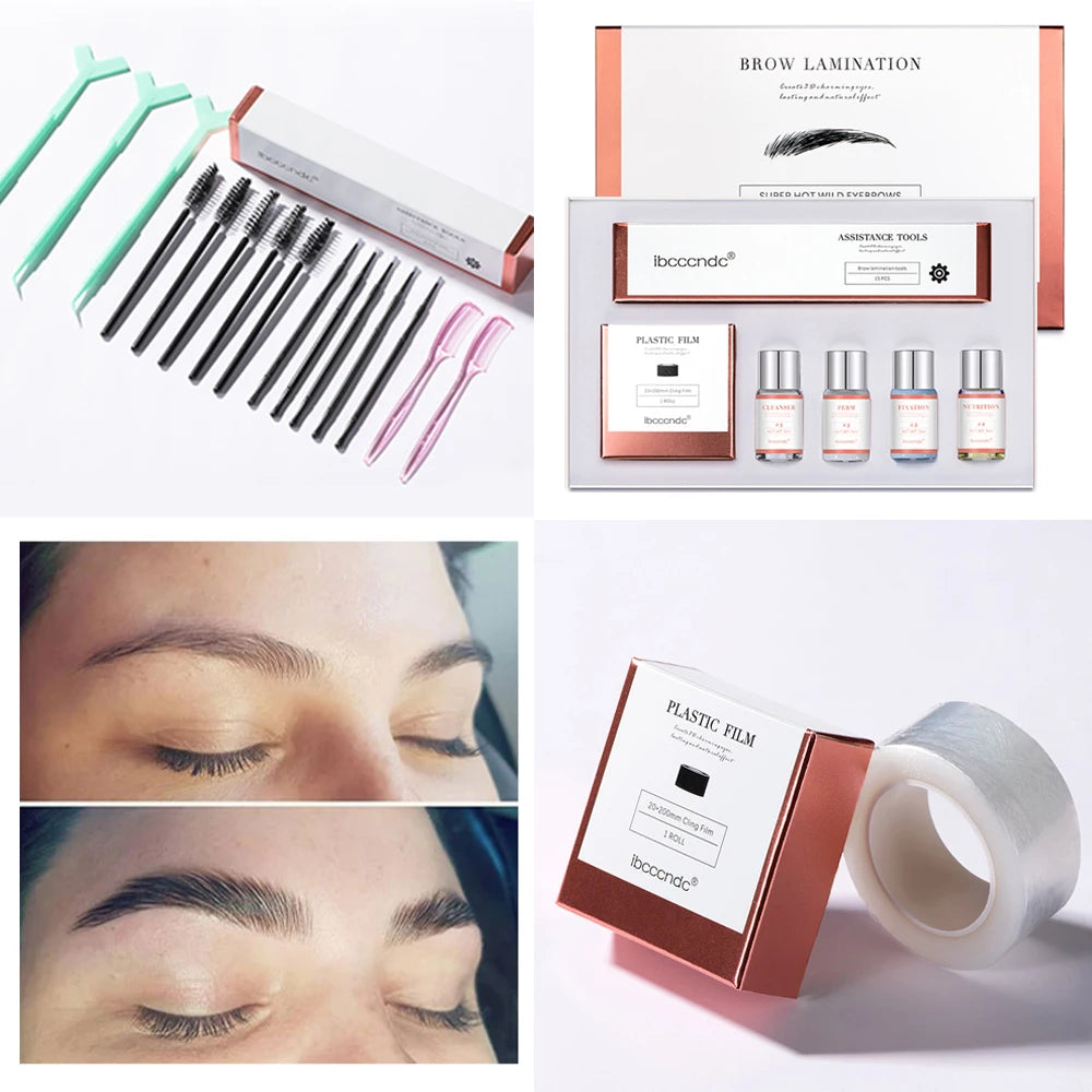 Pro Brow Lift Perming Eyebrow Lifting Brow Lamination Kit with Cling Film Nutrition Keratin Perming Lotion for Home Use