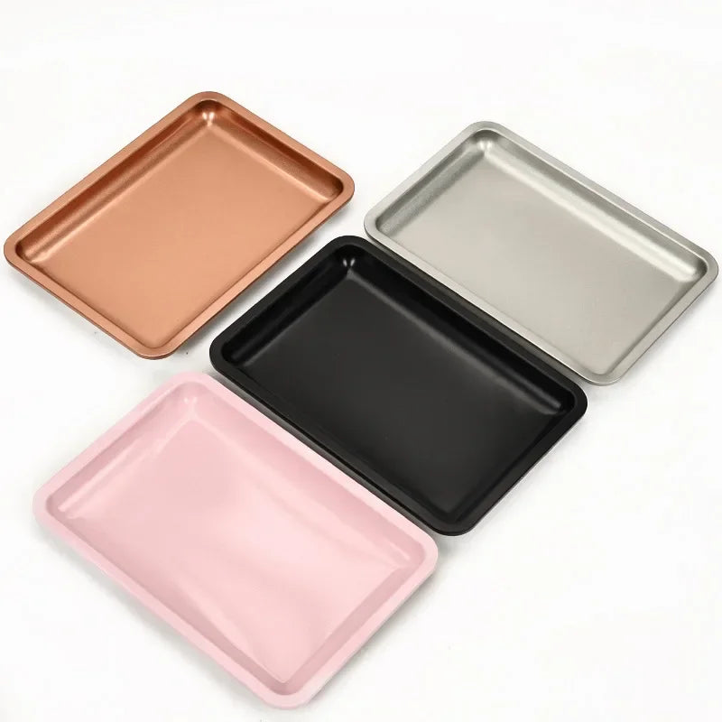 New Stainless Steel Cosmetic Storage Tray Nail Art Equipment Plate Doctor Surgical Dental Tray False Nails Dish Tools