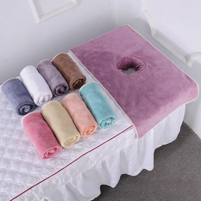 40*80cm Thickened Beauty SPA Massage Table Planking Face Towel with Hole Bed Bandana