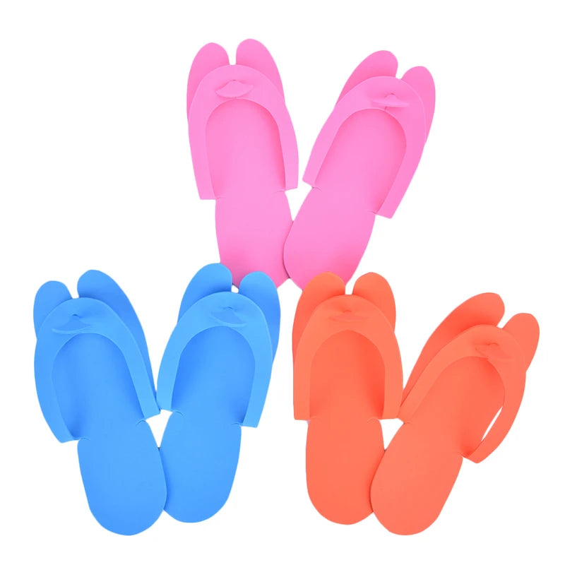 12 Pairs Random Color Disposable Foam Slippers Pedicure Slippper For Salon Spa Pedicure Foot Flip Flop Slippers