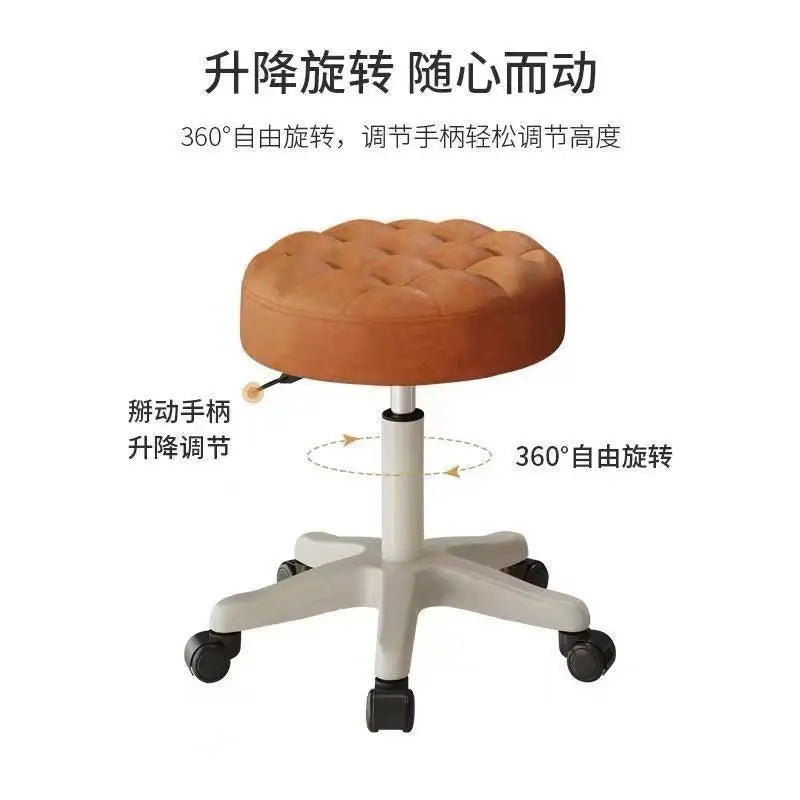 Round Stool Chair for Beauty Salon Barber Shop Adjustable Rotating Lifting With Wheels Beauty Eyelash Stool Chair Furniture