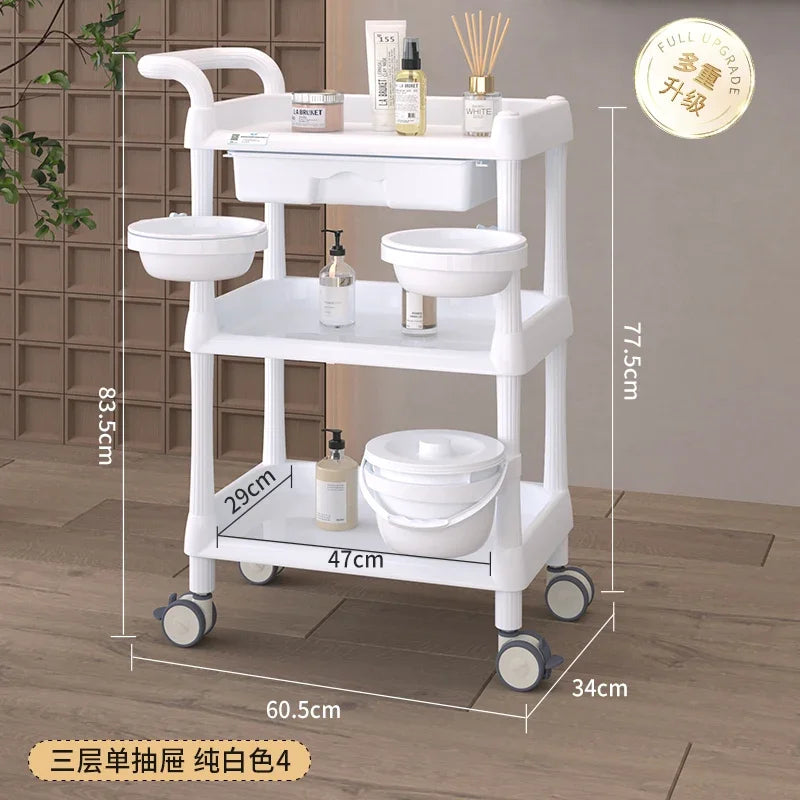 Pink Storage Hairdressing Trolley Aesthetic Multifunction Auxiliary Cart For Beauty Salon Carrello Attrezzi Spa Furniture MQ50TC